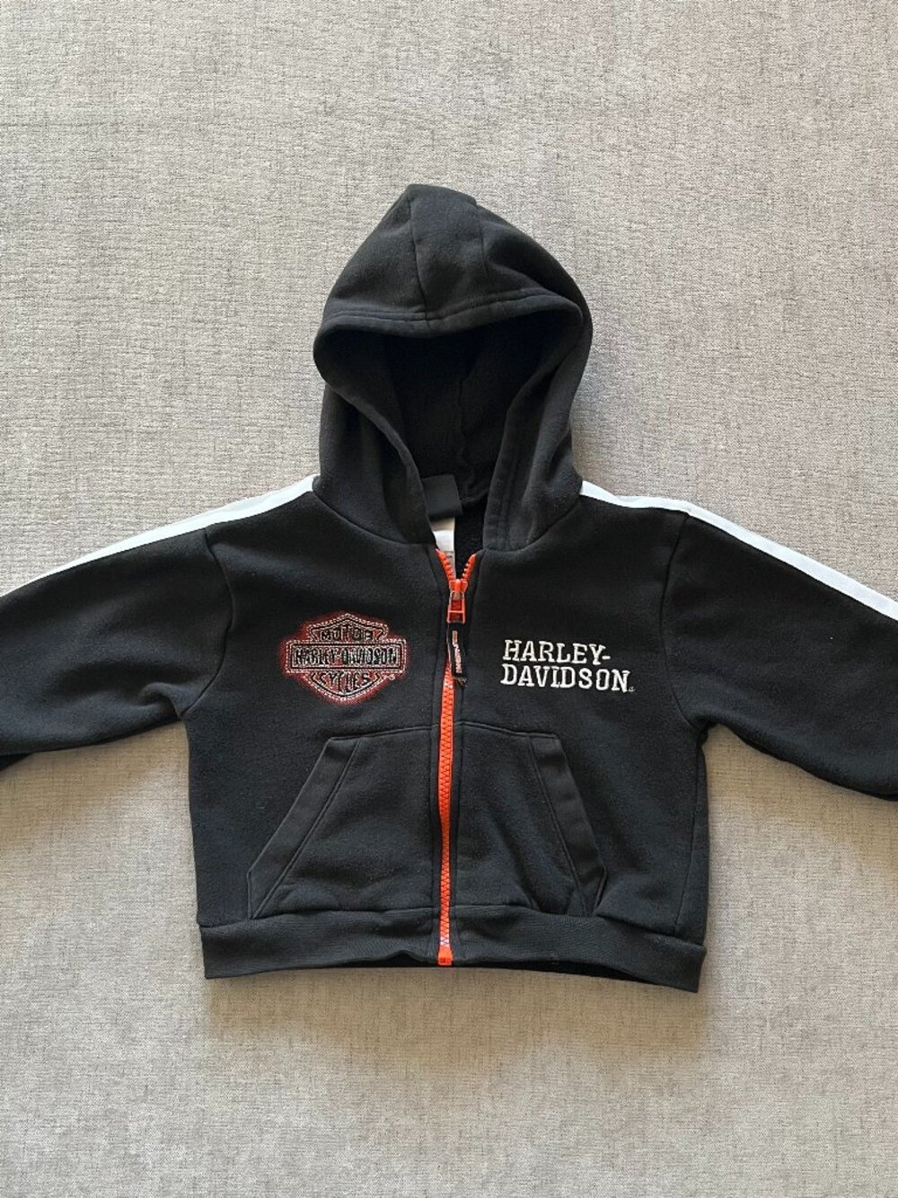 Harley Davidson Zip Sweatshirt  Jacket Toddler 2T Black Stripe Logo Motorcycle